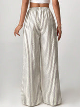 Tall Loose Striped Wide-Leg Pants With Front Tie, Casual Wear